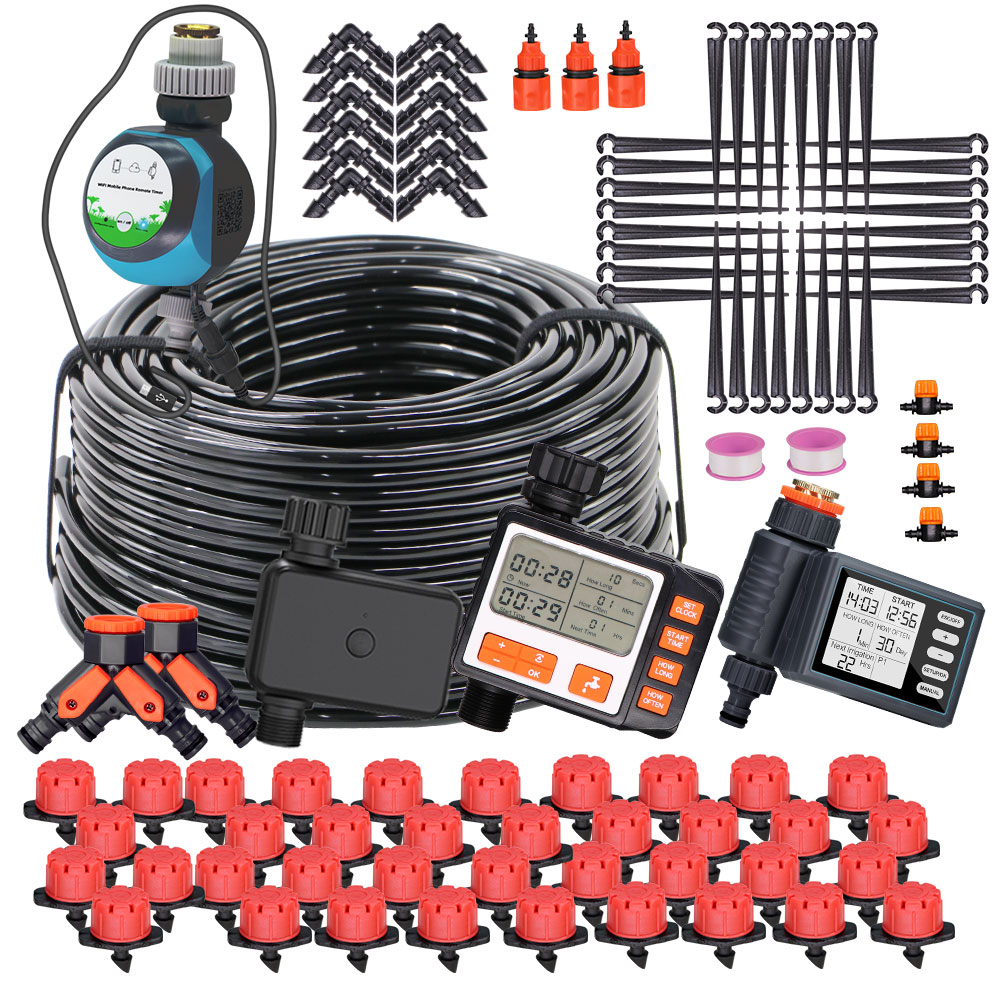 Irrigation Drip Tape - 50-5M 1/4'' Hose Adjustable Drippers Automatic