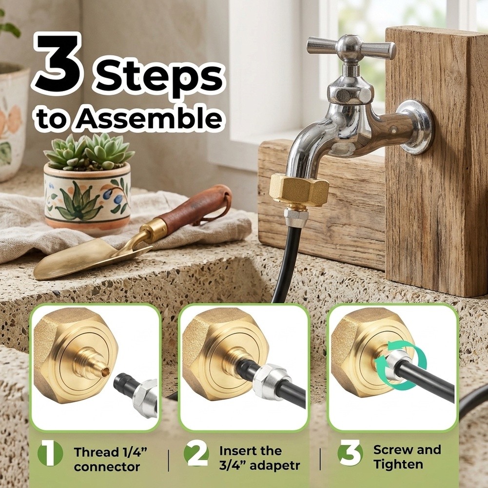 Brass 3/4 To 1/4 Hose Adapter  - Irrigation Drip Tape recension och pris